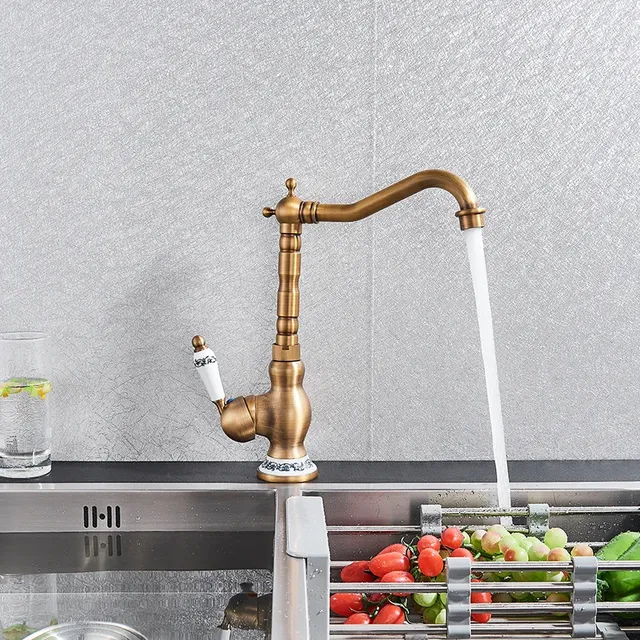 Robinet de lavabo moderne en laiton antique avec poignée… – vue 3