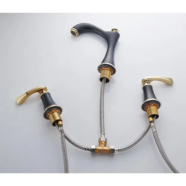 Robinets de lavabo en laiton poli Chrome or – vue 7