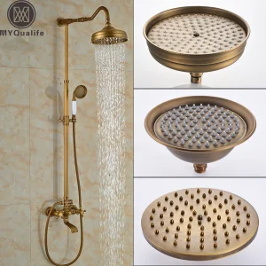 Ensemble de douche de bain mural, pommeau de douche en laiton, robinet de centre commercial avec douchette, luxe, 8 po