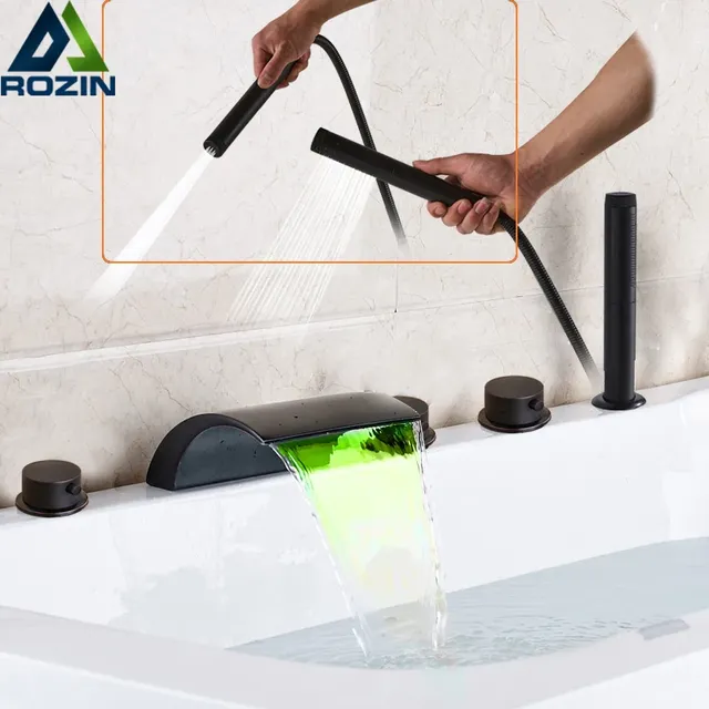 Mitigeur baignoire plage cinq trous bec cascade large…