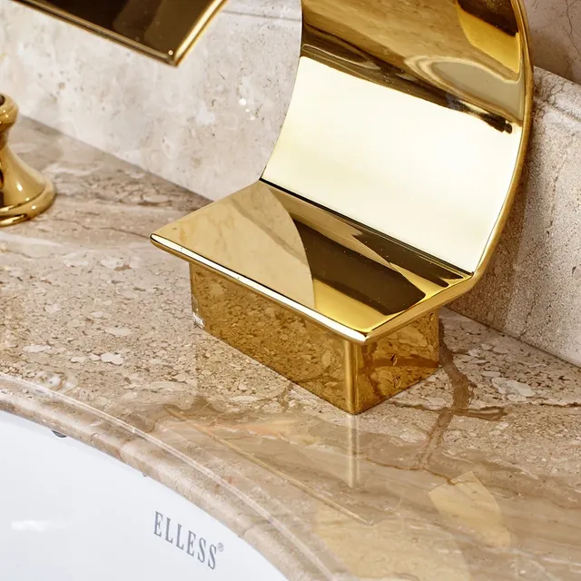 Robinet de lavabo or pont monté poignée en cristal… – vue 5