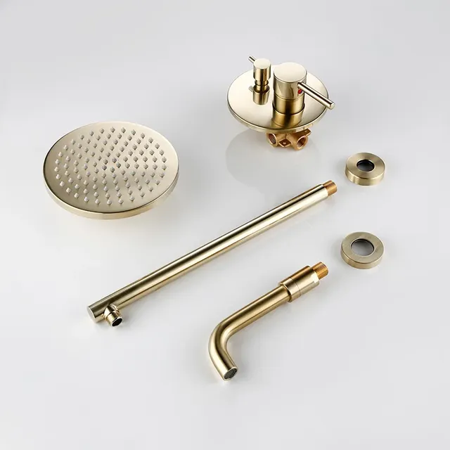 Ensemble de douche rond en laiton mat brossé – vue 5