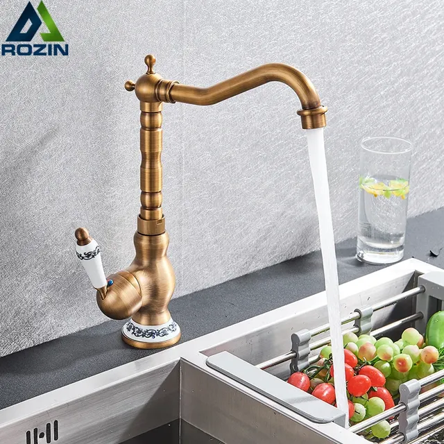 Robinet de lavabo moderne en laiton antique avec poignée… – vue 2