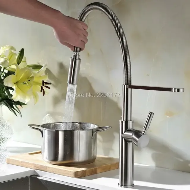Robinet de cuisine poli Chrome argent mitigeur extractible – vue 5