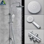 Tuyau de douche mural chromé avec douchette à main, robinet de pluie cascade
