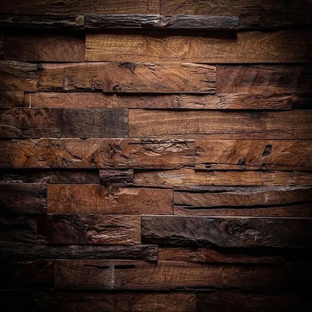 Papier peint mural personnalisé effet bois vieilli 3D… – vue 5