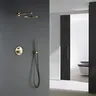 Ensemble douche pluie mural laiton brossé doré moderne… – vue 5