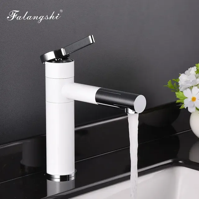 Robinet de lavabo de salle de bains blanc – vue 3