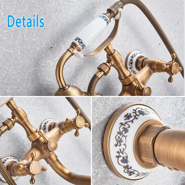 Robinet de baignoire en laiton Antique mural 30 cm Long… – vue 6
