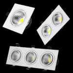 Spot Lumineux LED Carré à Intensité Réglable de 7W, 9W, 12W, 15W, 35W et 220/110V, Luminaire de Plafond avec Illustration