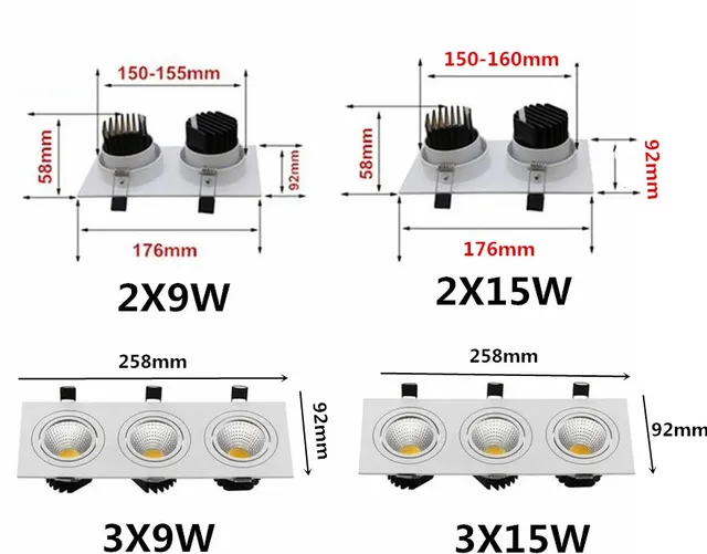 Spot Lumineux LED Carré à Intensité Réglable de 7W – vue 6