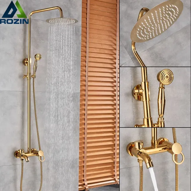 Ensemble de douche doré robinet à poignée unique…