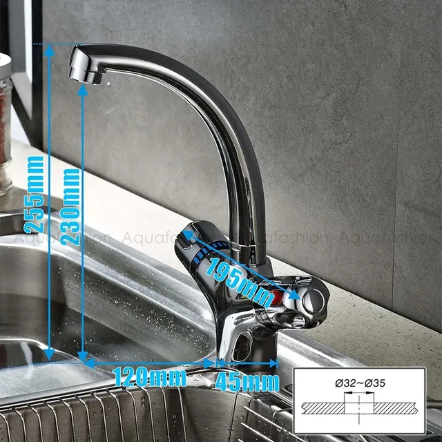 Robinet thermostatique évier cuisine laiton chromé… – vue 3
