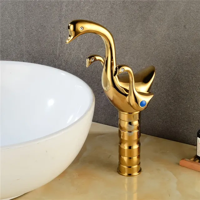 Robinet lavabo mitigeur vasque haut design cygne laiton… – vue 2