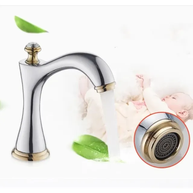 Robinets de lavabo en laiton poli Chrome or – vue 4