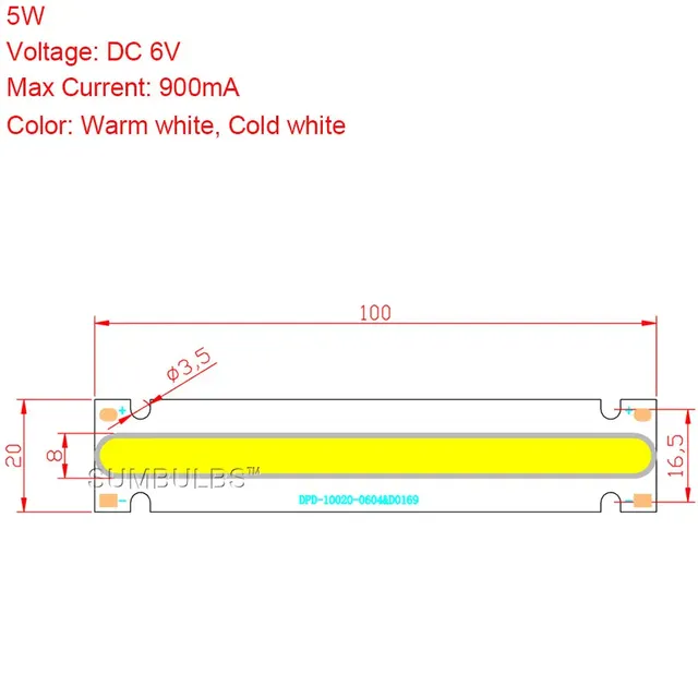 Puce de bande de lampe LED COB – vue 2