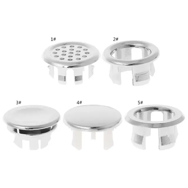 Anneau débordement lavabo plastique chromé rond clips…
