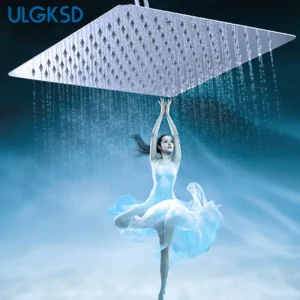 Pommeau de douche en acier inoxydable, ultra-mince, LED, accessoires de tête, remplacement, centre commercial, bain, 20 en effet, 50x50cm