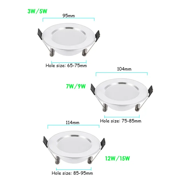 LED Downlight 3W 5W 7W 9W 12W 15W lampe encastrée ronde… – vue 2