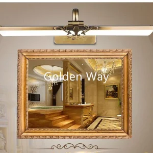 applique murale luxe rétro étanche bronze doré LED miroir vanité opalin profilé baroque ornemental éclairage uniforme bain coiffeuse intérieur design