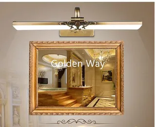 Applique murale luxe rétro étanche bronze doré LED miroir vanité…