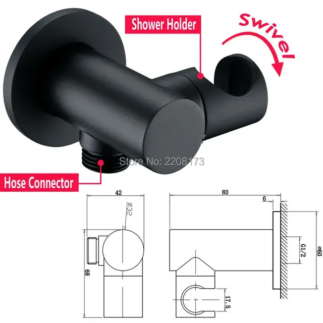 Système douche mural encastré contemporain noir mat… – vue 4
