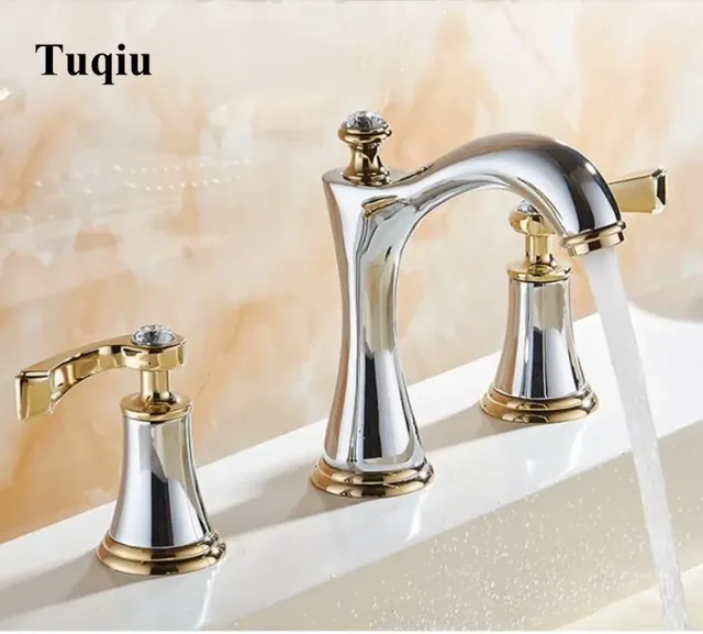 Robinets de lavabo en laiton poli Chrome or – vue 2