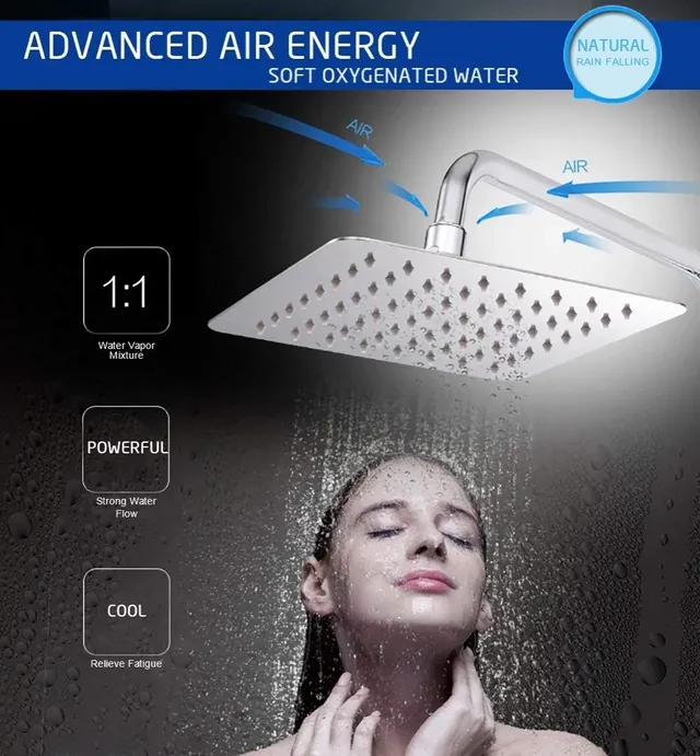 Pommeau douche pluie carrée ultra mince acier inoxydable… – vue 4