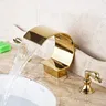 Robinet de lavabo or pont monté poignée en cristal… – vue 4