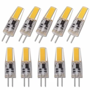 Ampoule LED COB à Intensité Variable pour Lustre, Mini G4, 6W, AC, DC, 12V, 220V, Bougies de Remplacement, 30W, 40W, Halogène pour Projecteur, 10 Pièces