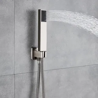 Pommeau douche main support mural tuyau acier inoxydable 150cm nickel…