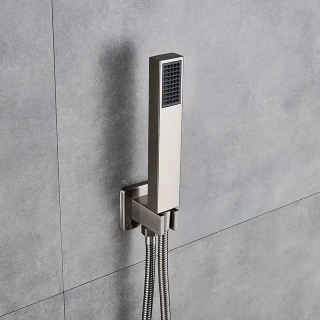 Pommeau douche main support mural tuyau acier inoxydable… – vue 4