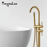 Robinets de baignoire montés au sol avec douchette à main, robinet de bain moderne et luxueux sur pied, robinet mitigeur à poignée unique, 9001