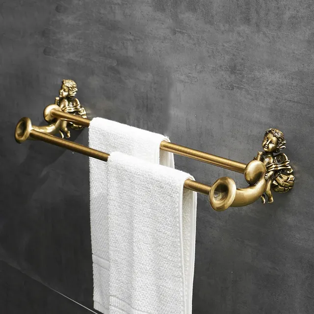 Ensemble accessoires salle bains muraux bronze laiton… – vue 6