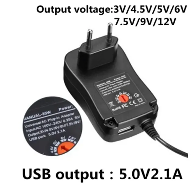 Adaptateur AC/DC 3V 4.5V 5V 6V 7.5V 9V 12V 2A/2.5A – vue 4