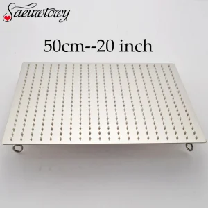 Pommeau de douche carré avec finition chromée, pommeau de douche à effet pluie monté au plafond avec 4 anneaux partenaires, 20 po