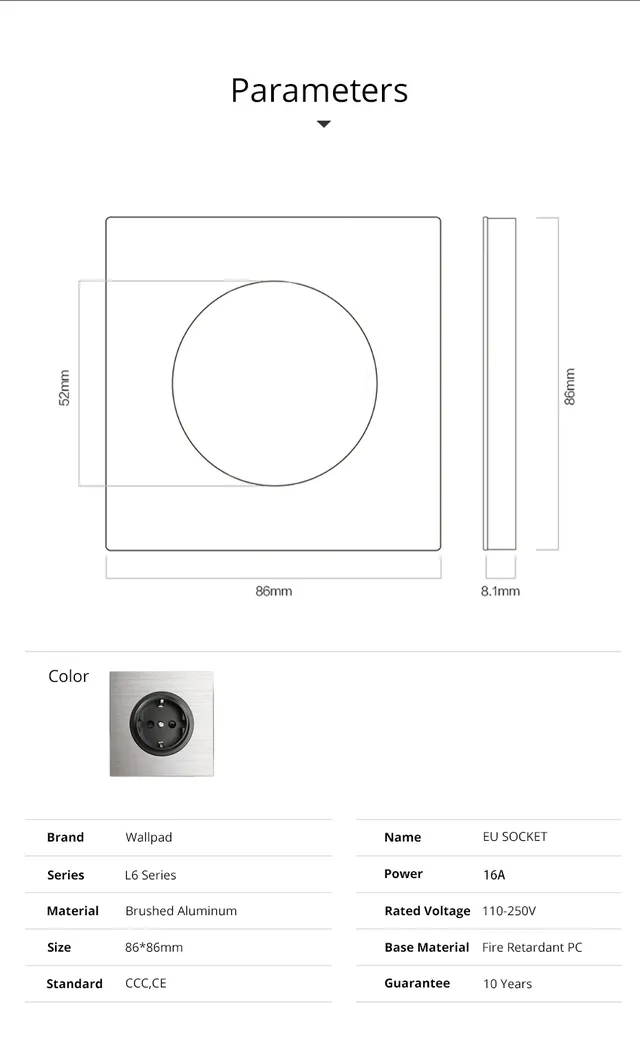 WallSub-Plaque en aluminium gris argenté L6 – vue 5
