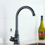 Robinets de cuisine en Bronze noir frottés à l&rsquo;huile, robinets de lavabo d&rsquo;évier pivotants à poignée Torneira montés sur le pont à 360 degrés