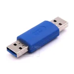Adaptateur USB3 TypeA mâle mâle ultrarapide 5Gbps blindé antiEMI rétrocompatible USB2 câble extension coupleur compact bleu