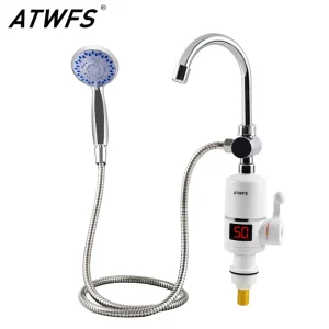 ATWFS électrique rapide chauffe-eau instantané robinet salle de bain radiateurs instantané robinet de douche d’eau chaude chauffage avec affichage de la température ATWFS électrique rapide chauffe-eau instantané robinet salle de bain radiateurs instantané robinet de douche d’eau chaude chauffage avec affichage de la température