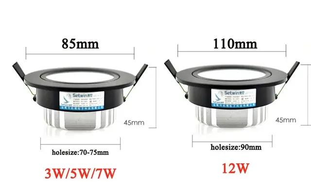 Downlight LED à intensité variable 3w 5w 7W 12w cob LED… – vue 2