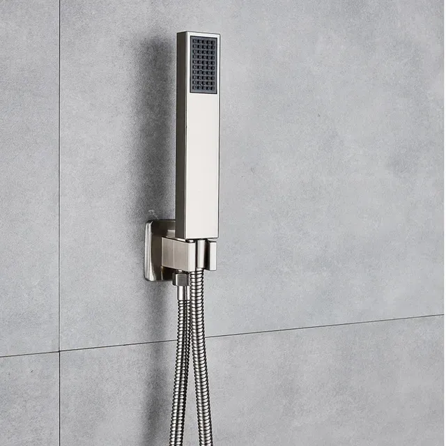 Pommeau douche main support mural tuyau acier inoxydable… – vue 2