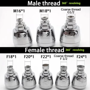 WASOURLF 360 robinet pivotant aérateur buse adaptateur cuisine pulvérisateur douche bec chromé M24 M22 M20 filetage femelle accessoires
