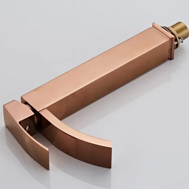 Robinet lavabo mitigeur laiton or rose monotrou bec… – vue 5
