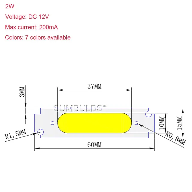 SUMBULBS 60*15mm COB LED ampoule 12V 2W LED Diode puce… – vue 2