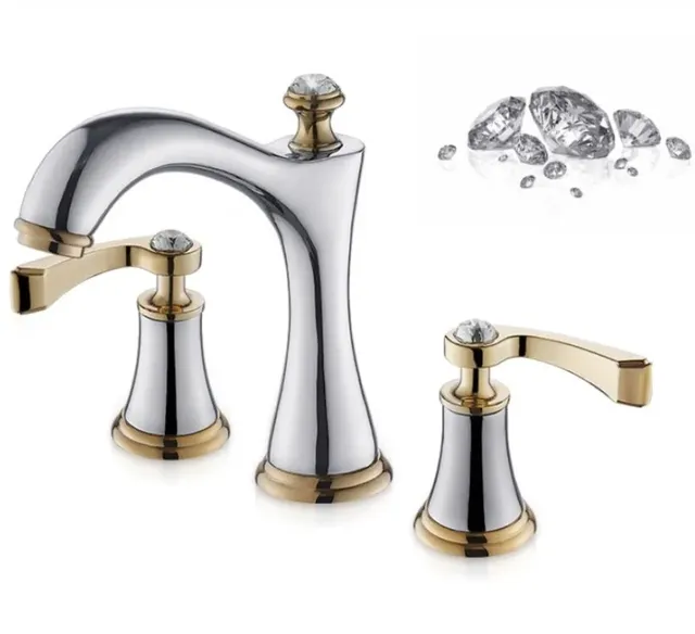 Robinets de lavabo en laiton poli Chrome or – vue 3