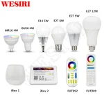 Milight – ampoule LED intelligente sans fil, 2.4G, 4W 5W 6W 9W 12W, GU10 E27 MR16 RGB + CCT, télécommande RF 4 zones et WiFi iBox