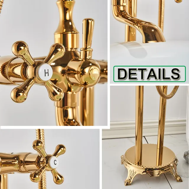 Robinet colonne bain douche îlot rétro victorien bronze… – vue 4