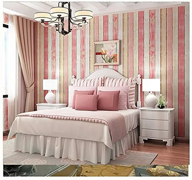 Papier peint auto-adhésif avec panneau de bois rose de 5M – vue 3