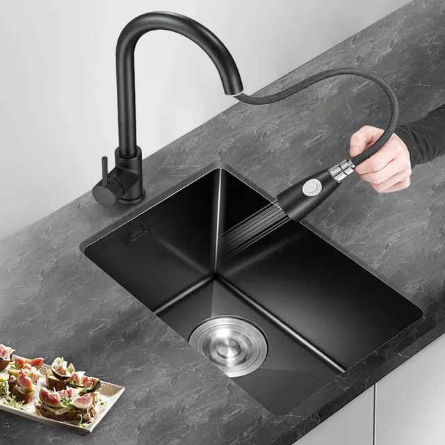 Petit évier bar noir inox 304 sousplan encastrable… – vue 2